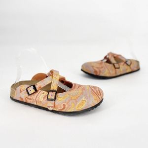 Birkenstock Paisley Clogs 8 Double Strap Pink Buckle Slip On Comfort Shoes